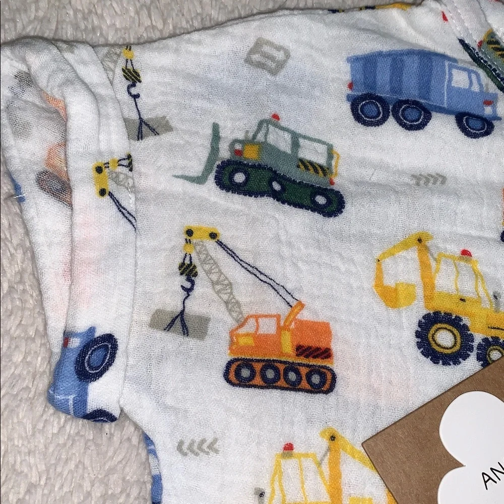 NWT Angel Dear Construction Dolman Henley Shortall Romper Organic Cotton 18-24M